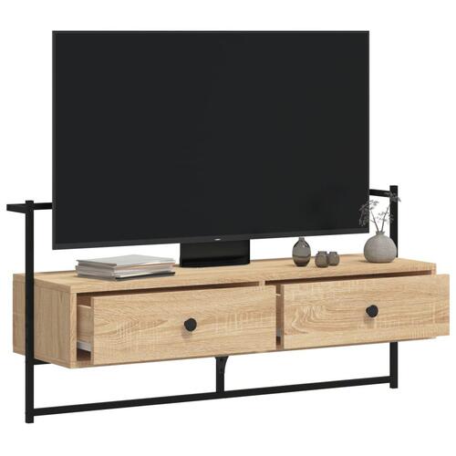 Væghængt tv-bord 100,5x30x51 cm konstrueret træ sonoma-eg