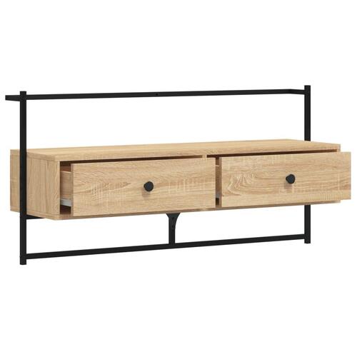 Væghængt tv-bord 100,5x30x51 cm konstrueret træ sonoma-eg
