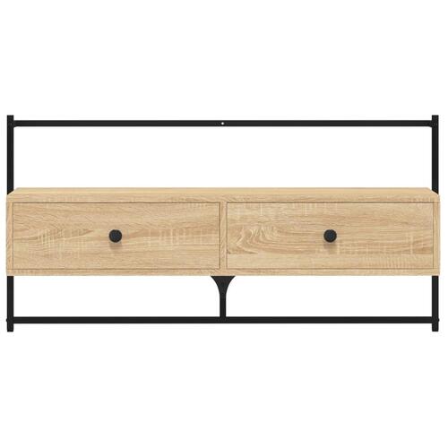 Væghængt tv-bord 100,5x30x51 cm konstrueret træ sonoma-eg