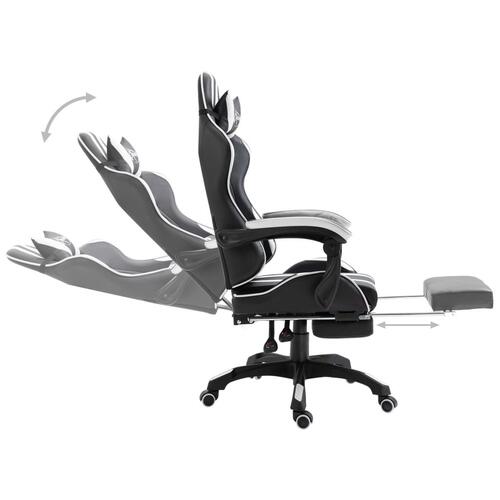 Gamingstol med fodstøtte kunstlæder hvid