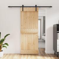 Skydedør med monteringssæt 80x210 cm massivt fyrretræ