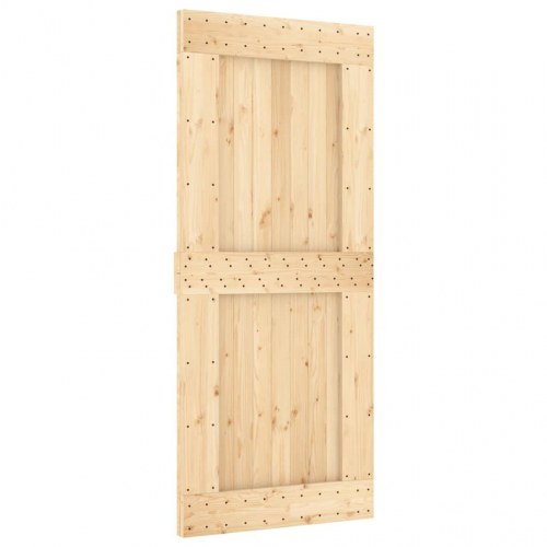 Skydedør med monteringssæt 90x210 cm massivt fyrretræ