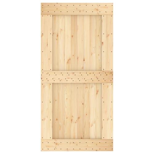 Skydedør med monteringssæt 100x210 cm massivt fyrretræ