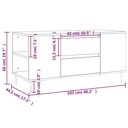 Sofabord 102x44,5x50 cm konstrueret træ grå sonoma-eg