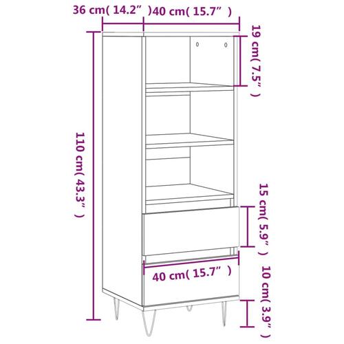 Skab 40x36x110 cm konstrueret træ røget egetræ