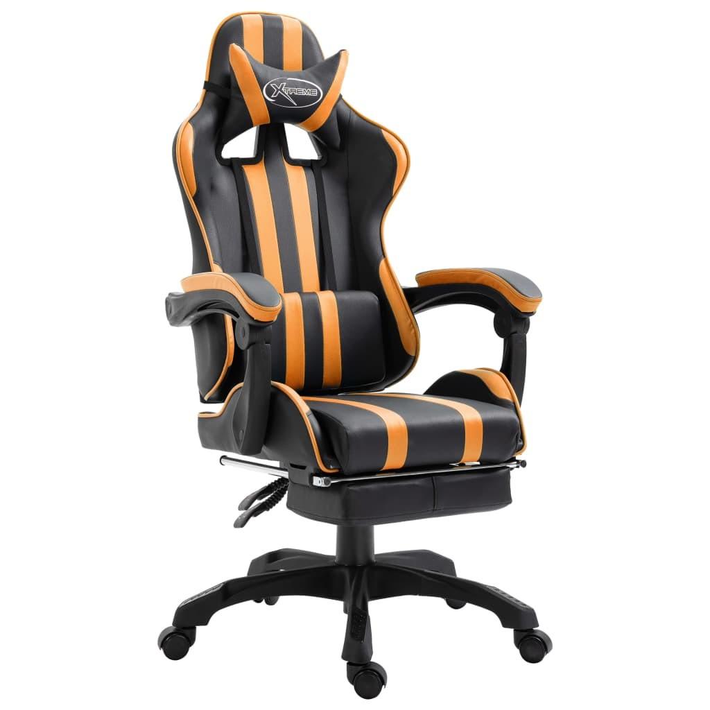 Gamingstol med fodstøtte kunstlæder orange