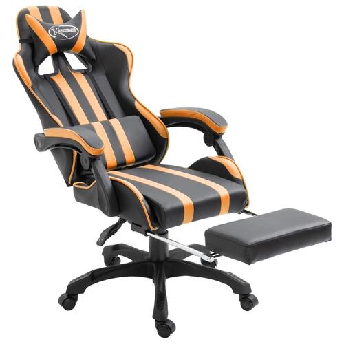 Gamingstol med fodstøtte kunstlæder orange