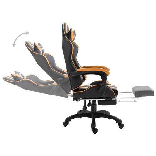 Gamingstol med fodstøtte kunstlæder orange