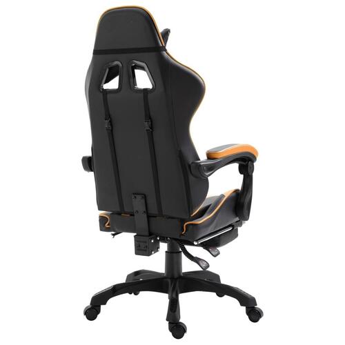 Gamingstol med fodstøtte kunstlæder orange