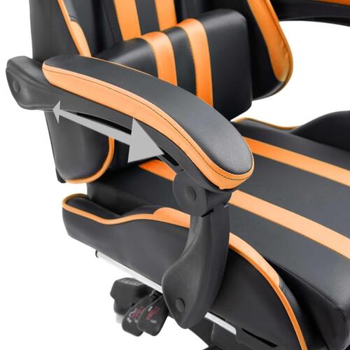 Gamingstol med fodstøtte kunstlæder orange