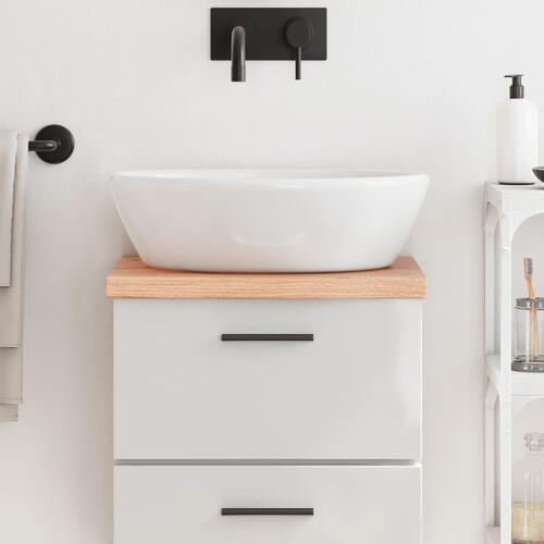 Bordplade til badeværelse 40x30x(2-4) cm massivt træ lysebrun