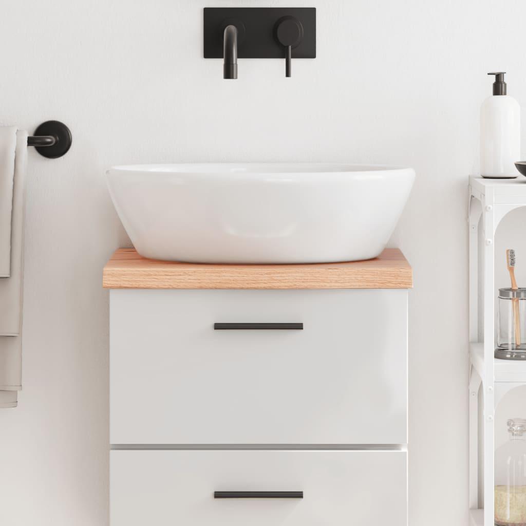 Bordplade til badeværelse 40x30x(2-4) cm massivt træ lysebrun