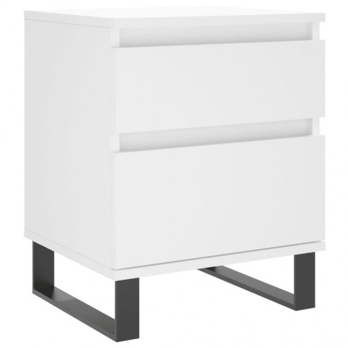 Sengebord 40 × 35 × 50 cm i hvidt konstrueret træ med metalben