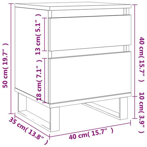 Sengebord 40x35x50 cm konstrueret træ betongrå