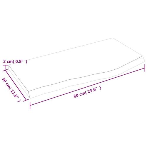 Bordplade til badeværelse 60x30x2 cm massivt træ lysebrun