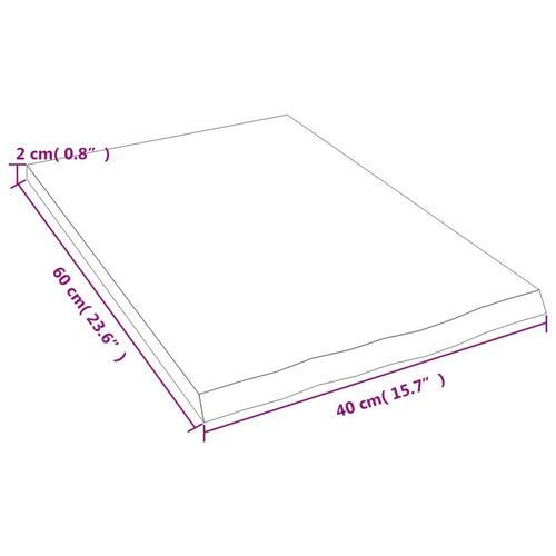 Bordplade til badeværelse 40x60x2 cm massivt træ lysebrun
