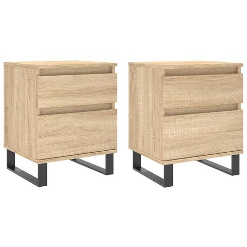 Sengeborde 2 stk. 40x35x50 cm konstrueret træ sonoma-eg