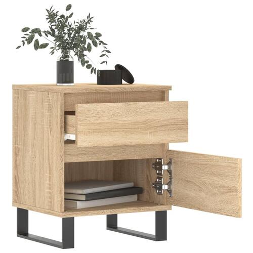 Sengeborde 2 stk. 40x35x50 cm konstrueret træ sonoma-eg