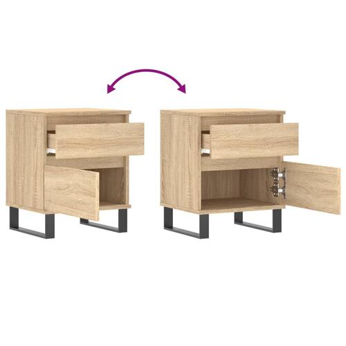 Sengeborde 2 stk. 40x35x50 cm konstrueret træ sonoma-eg