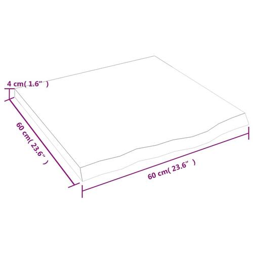 Bordplade til badeværelse 60x60x(2-4) cm massivt træ lysebrun