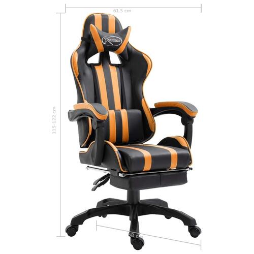 Gamingstol med fodstøtte kunstlæder orange