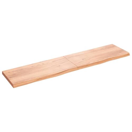 Bordplade til badeværelse 220x50x(2-6) cm massivt træ lysebrun