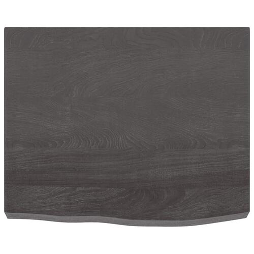 Bordplade til badeværelse 60x50x(2-6) cm massivt træ mørkebrun