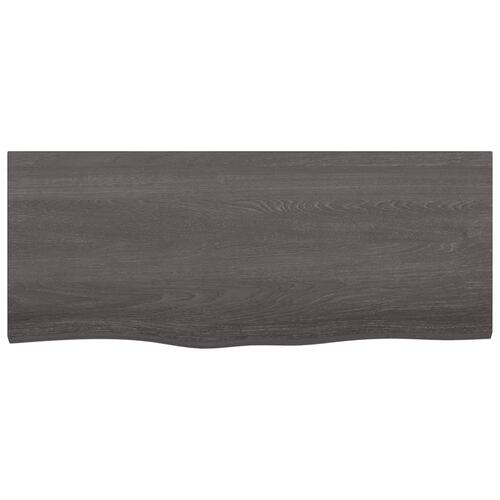 Bordplade til badeværelse 100x40x(2-6) cm massivt træ mørkebrun