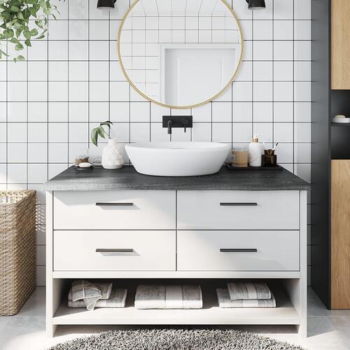 Bordplade til badeværelse 100x50x(2-4) cm massivt træ mørkebrun