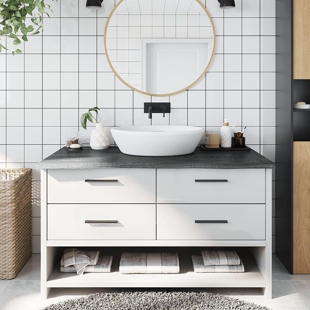 Bordplade til badeværelse 100x50x(2-4) cm massivt træ mørkebrun