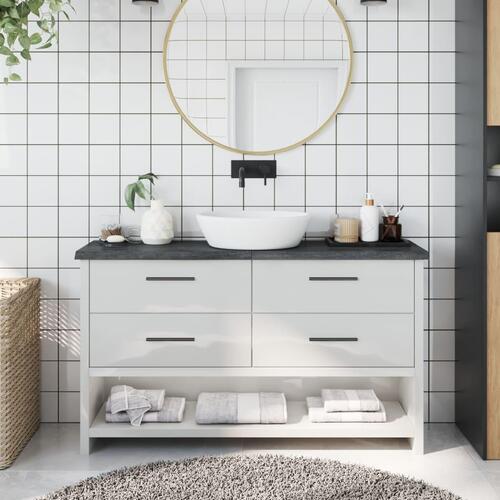 Bordplade til badeværelse 120x30x(2-4) cm massivt træ mørkebrun