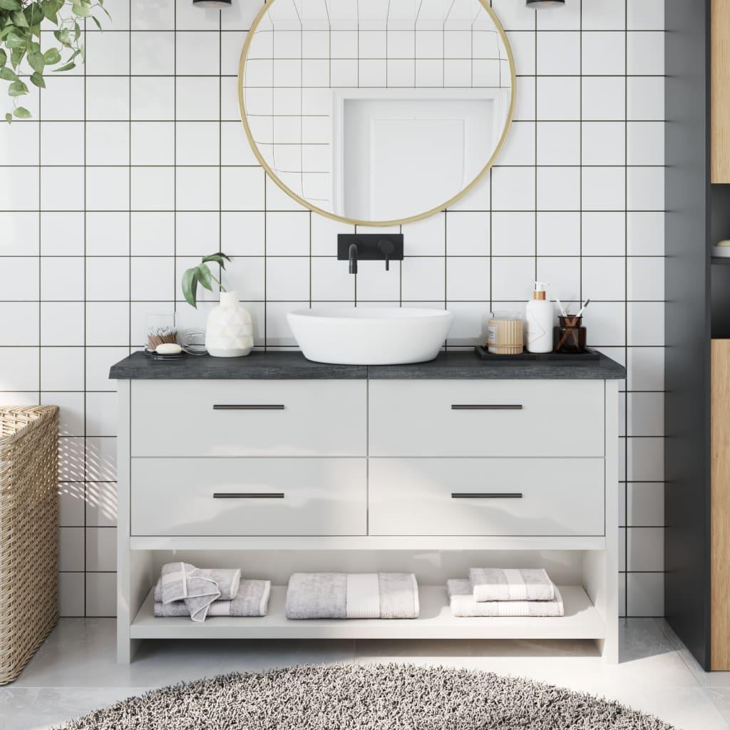 Bordplade til badeværelse 120x30x(2-4) cm massivt træ mørkebrun