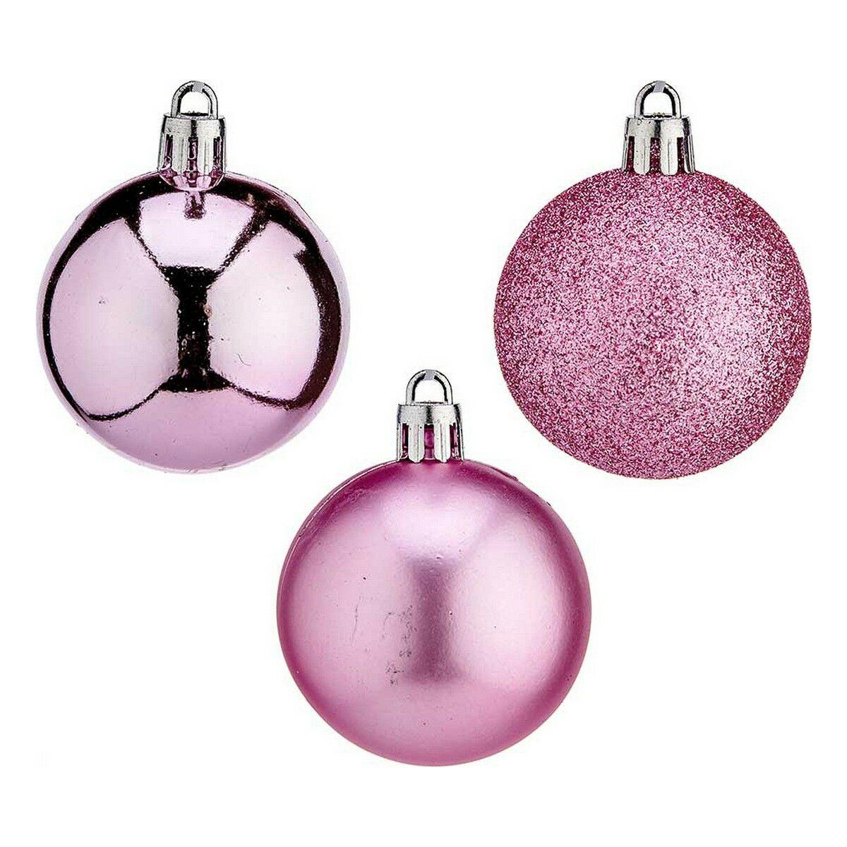 Krist+ julekugle - pink plastik Ø 5 cm billede
