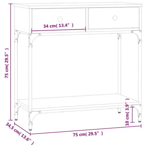 Konsolbord 75x34,5x75 cm konstrueret træ grå sonoma-eg