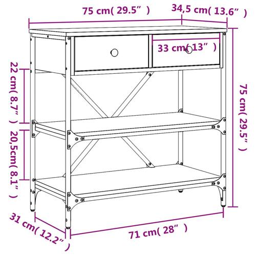 Konsolbord 75x34,5x75 cm konstrueret træ sort