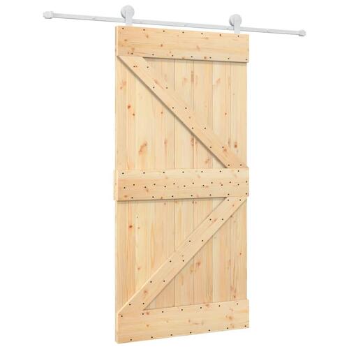 Skydedør med monteringssæt 100x210 cm massivt fyrretræ