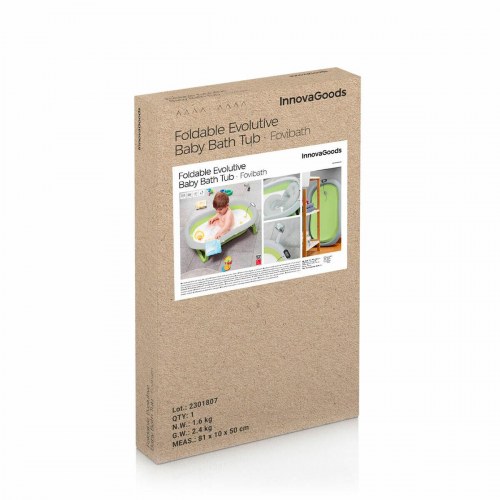 Fovibath sammenklappeligt babybadekar - , grå/grøn, 38 l