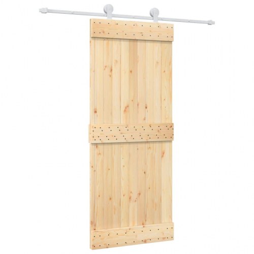 Skydedør med monteringssæt 85x210 cm massivt fyrretræ