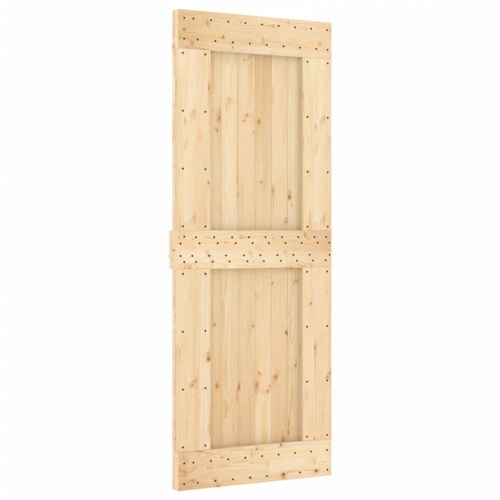 Skydedør med monteringssæt 80x210 cm massivt fyrretræ