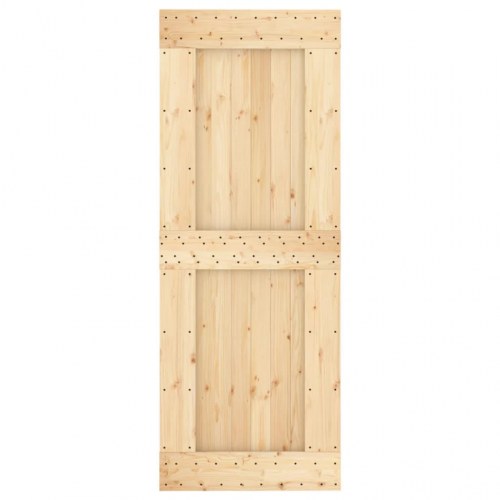 Skydedør med monteringssæt 80x210 cm massivt fyrretræ