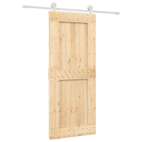 Skydedør med monteringssæt 85x210 cm massivt fyrretræ
