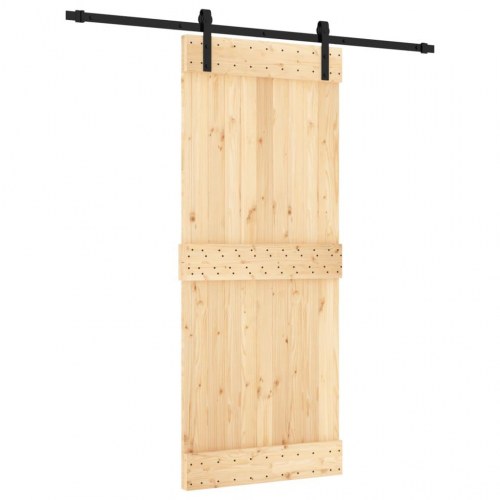 Skydedør med monteringssæt 85x210 cm massivt fyrretræ