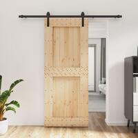 Skydedør med monteringssæt 85x210 cm massivt fyrretræ