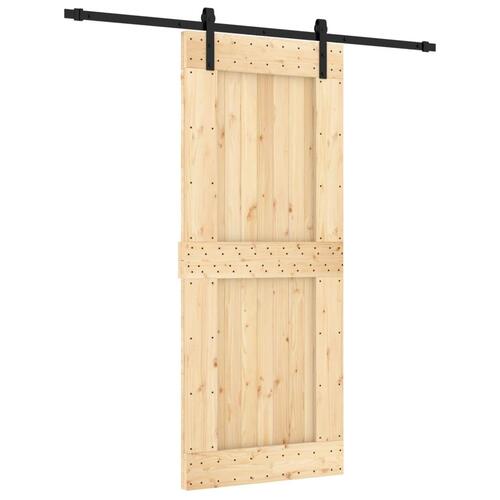 Skydedør med monteringssæt 85x210 cm massivt fyrretræ