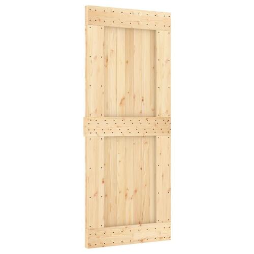 Skydedør med monteringssæt 85x210 cm massivt fyrretræ