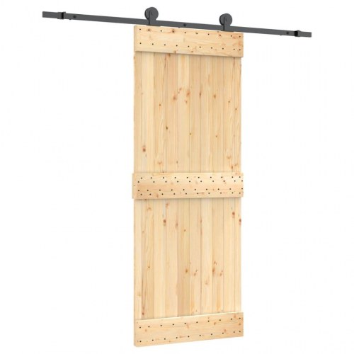 Skydedør med monteringssæt 80x210 cm massivt fyrretræ