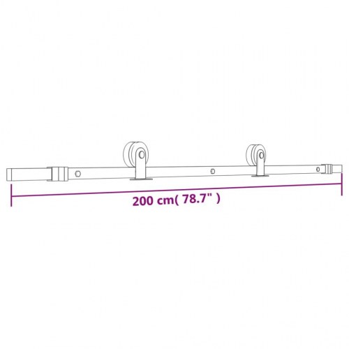 Skydedør med monteringssæt 80x210 cm massivt fyrretræ
