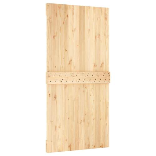 Skydedør med monteringssæt 100x210 cm massivt fyrretræ