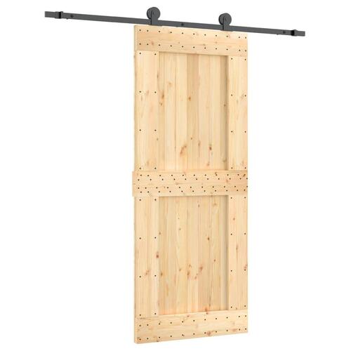 Skydedør med monteringssæt 85x210 cm massivt fyrretræ