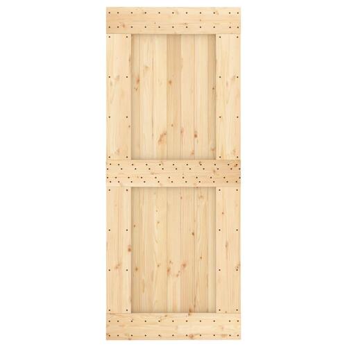 Skydedør med monteringssæt 85x210 cm massivt fyrretræ